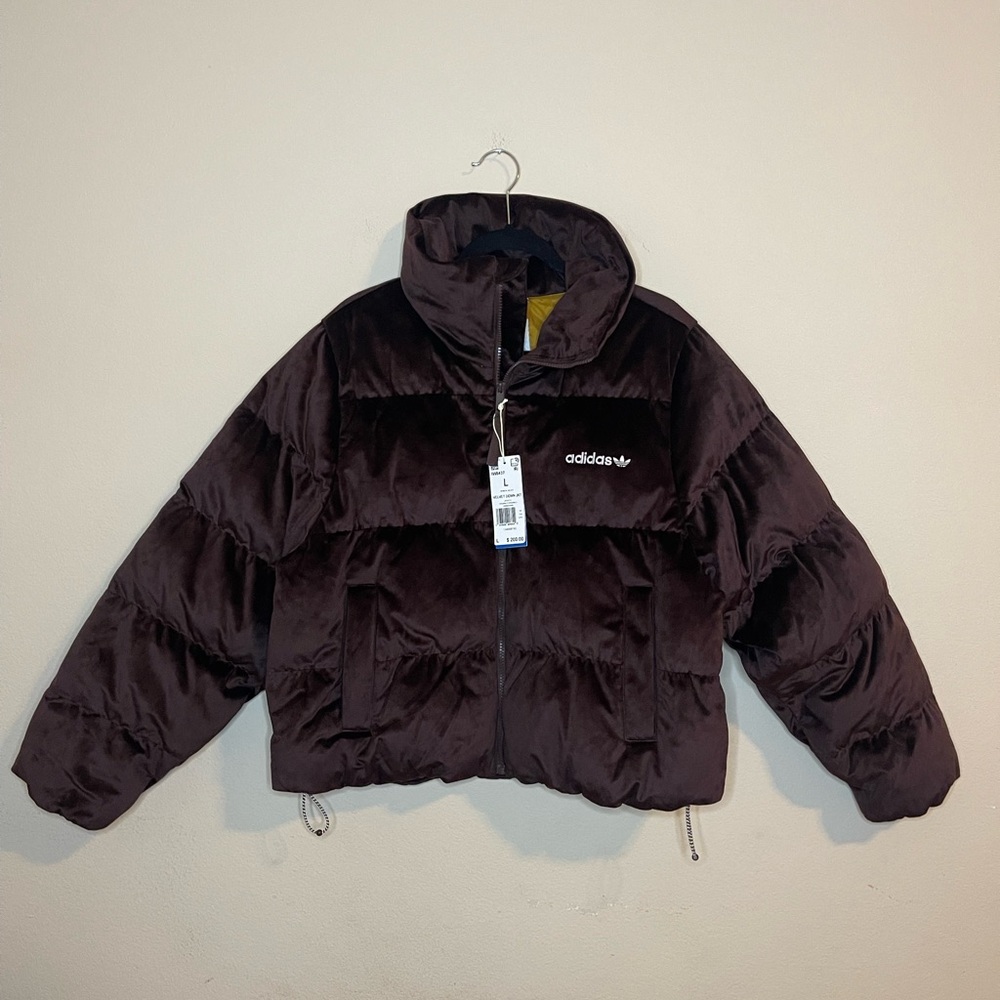 Adidas Regent Velvet Down Puffer Jacket Brown